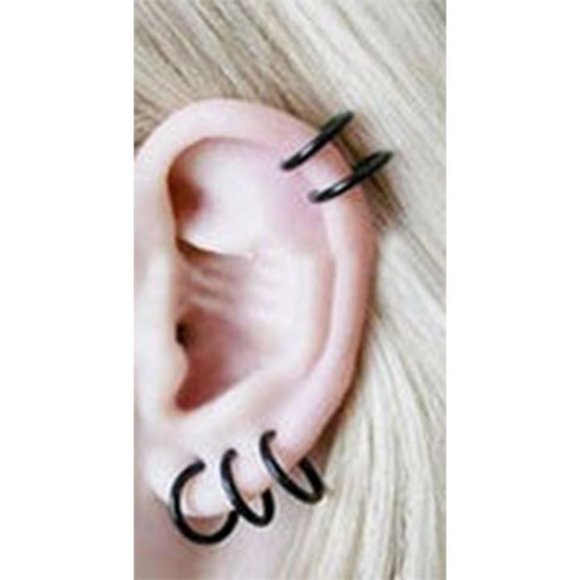 Clip-on Fake Nose-Lip-Ear Body Jewelry-1-925 Silver & 1-18k Gold Plated-Hoops - Picture 5 of 5